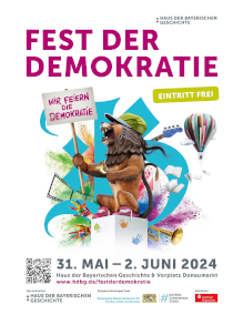 Plakat zum Fest der Demokratie vom 31. Mai bis 2. Juni 2024